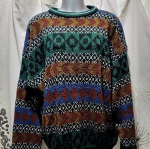 Robert Bruce | Vintage Men's Knitted Sweater | Color: Black | Size: X-Large